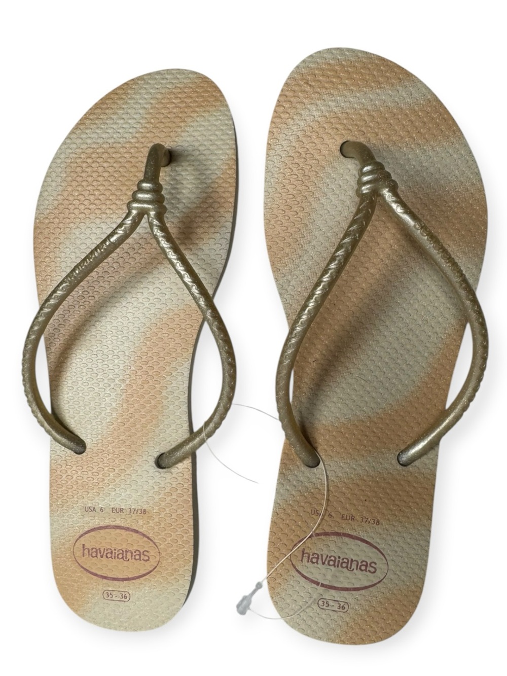 Havaianas Women’s Metallic Bronze and Tan Flip Flops